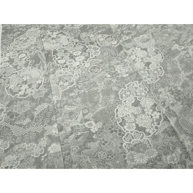 平和屋着物●山岡古都・古都染人　染織美術品　薬墨染　天目織　お召　雪輪飛鶴花文　正絹　逸品　未使用　CABD7521ut_3