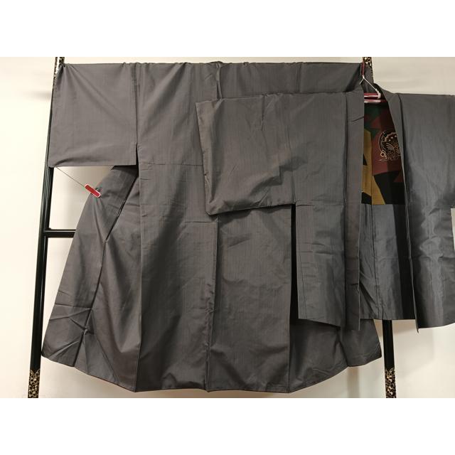 平和屋着物○極上 男性 お召 キングサイズ 120亀甲 逸品 CZAA5263s6