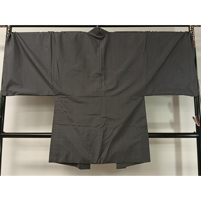 平和屋着物○男性 お召 アンサンブル 網代織 キングサイズ 正絹 逸品
