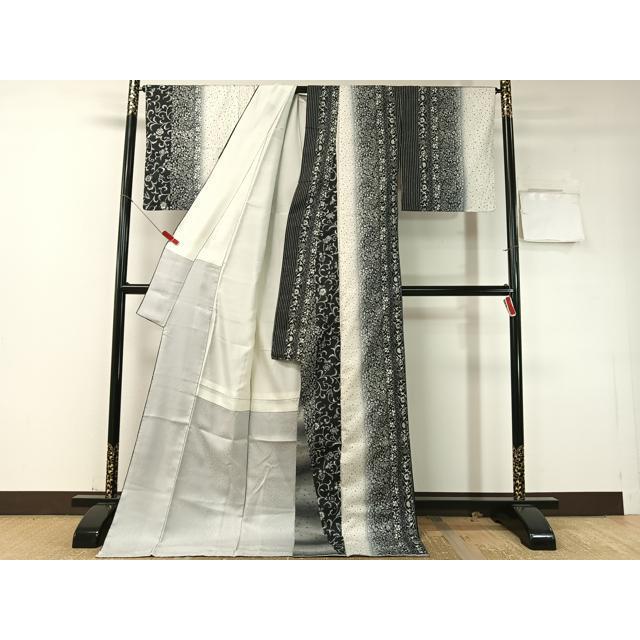 平和屋着物●本場染大島紬　更紗唐草間道　ロング丈　正絹　逸品　CABD8076vp_2