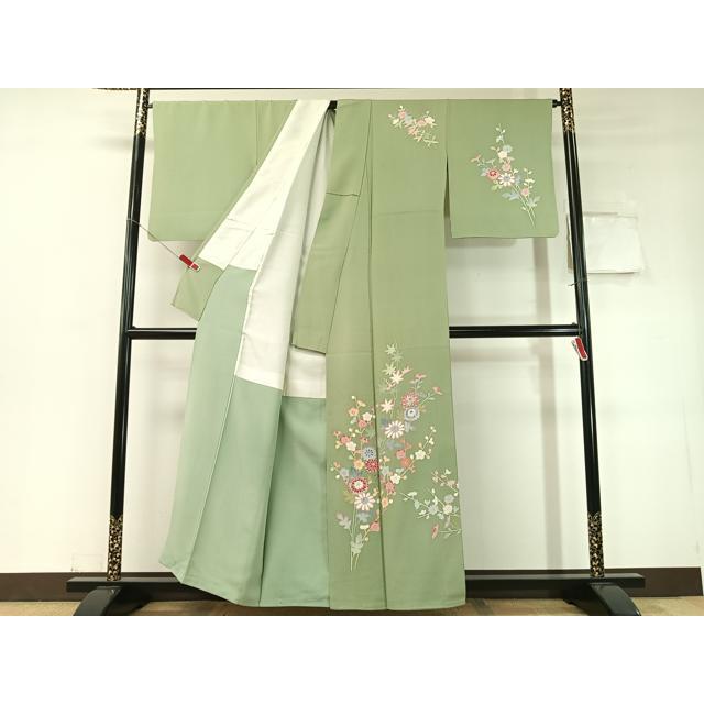 平和屋着物●本加賀友禅作家　押田正義　訪問着　枝花文　正絹　逸品　CABD8201vp_1