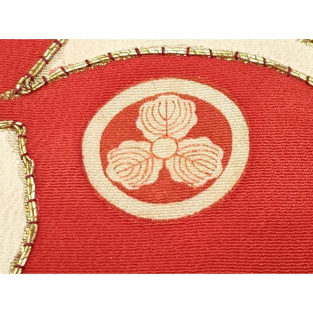 平和屋本店●アンティーク　大正ロマン　振袖　駒刺繍　立波松花文　黒地　金彩　正絹　逸品　CABD8924gh_8