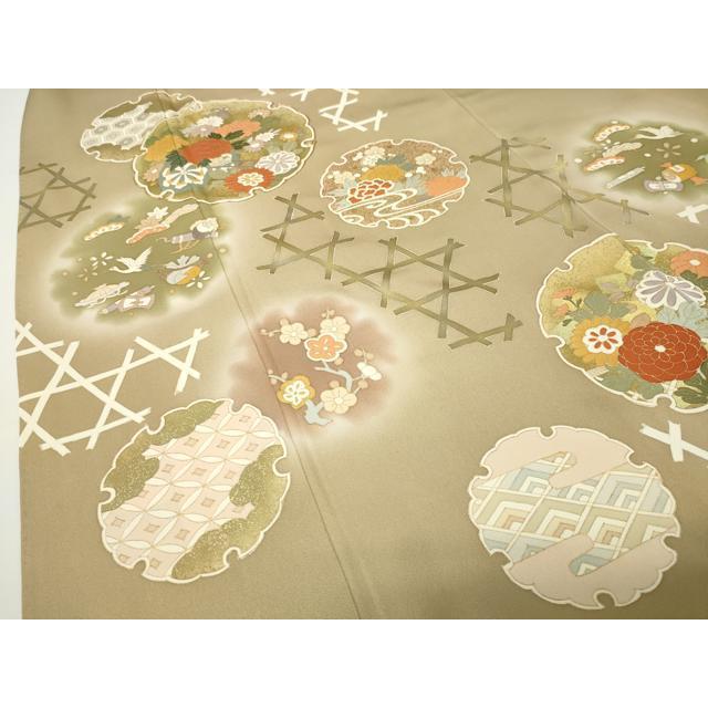 平和屋着物●豪華色留袖　駒刺繍　雪輪重ね花車飛鶴文　暈し染め　金彩　正絹　逸品　CABD8928gh