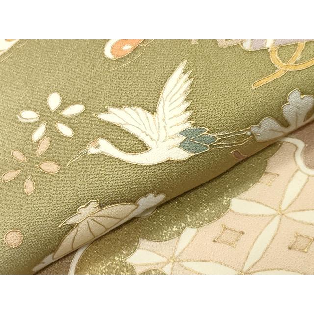 平和屋着物●豪華色留袖　駒刺繍　雪輪重ね花車飛鶴文　暈し染め　金彩　正絹　逸品　CABD8928gh