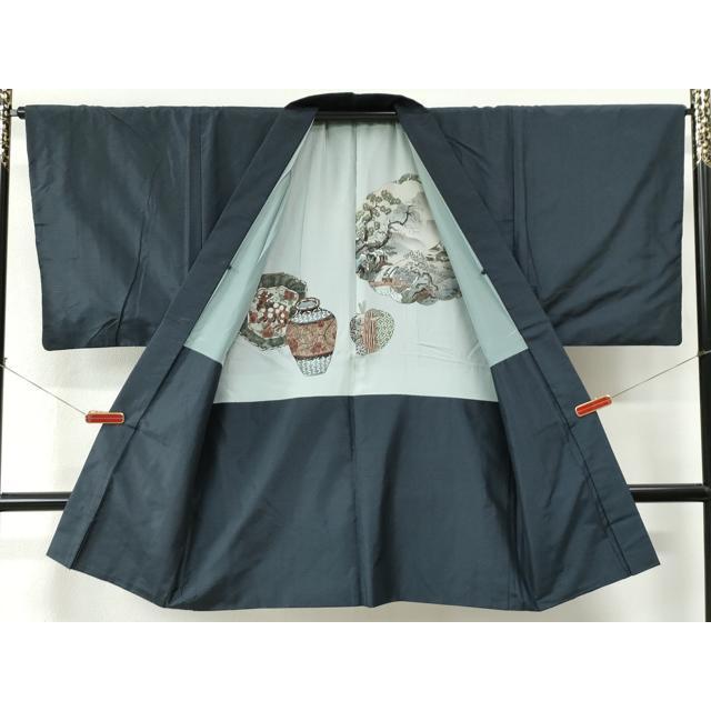 平和屋着物○男性 本場大島紬 アンサンブル・長襦袢セット 吉祥文 正絹
