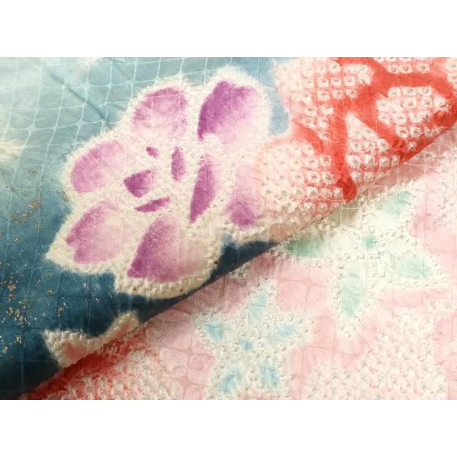 平和屋着物●名門　藤娘きぬたや・総絞り　振袖　舞花文　暈し染め　金彩　正絹　逸品　CABE2127yc 平和屋着物○名門 藤娘きぬたや・総絞り 振袖 舞花文 暈し染め 金彩
