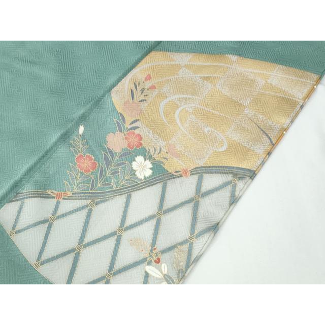 平和屋着物○訪問着 雲取り流水籬草花文 金彩 正絹 逸品 CABE2267yc 