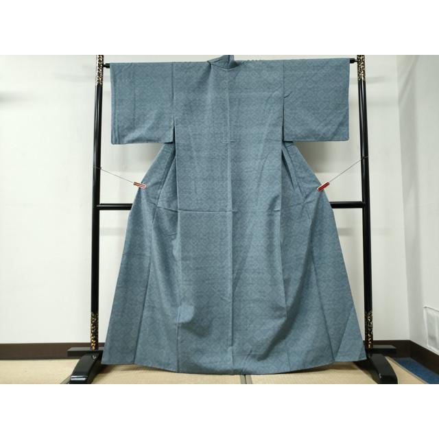 平和屋着物●結城紬　80亀甲　菱吉祥文　正絹　逸品　CABE2275yc