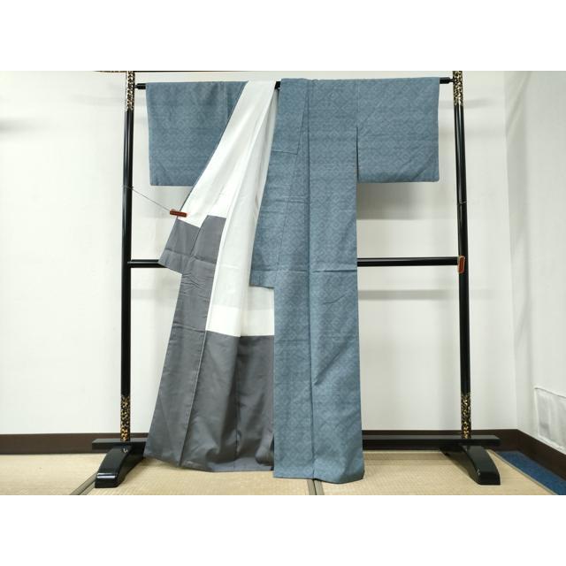 平和屋着物●結城紬　80亀甲　菱吉祥文　正絹　逸品　CABE2275yc