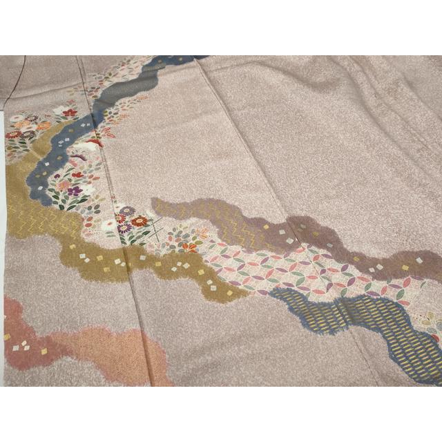 松井青々作　正絹　金彩道長取り華春秋草花柄　訪問着（８４５） 平和屋着物○京友禅の第一人者 松井青々 訪問着 駒