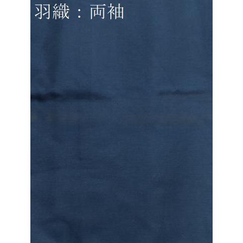 平和屋着物○男性 色紋付 羽織セット 藍色 羽裏：鷹 正絹 逸品