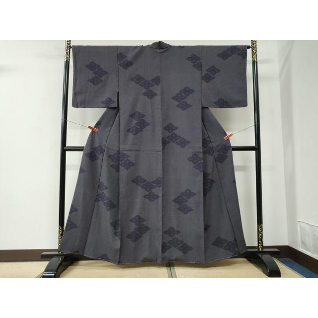 平和屋着物●本塩沢　菱花文　正絹　逸品　未使用　CABE2604yc