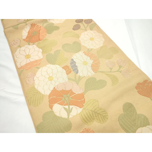 平和屋着物○織物一筋名門 織悦 全通柄 本袋帯 枝菊文 金糸 正絹 逸品 