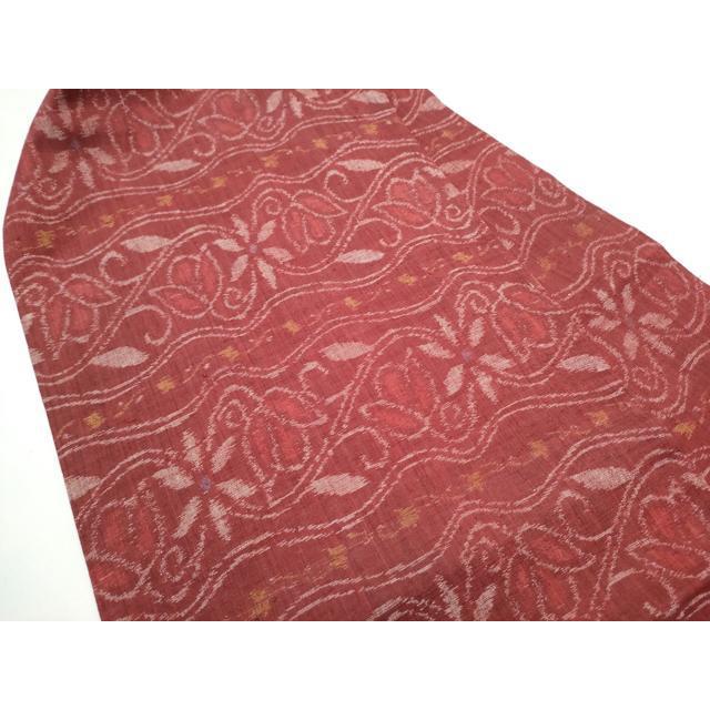 平和屋着物●九寸名古屋帯　紬地　花唐草文　正絹　逸品　CABE4686hy_1