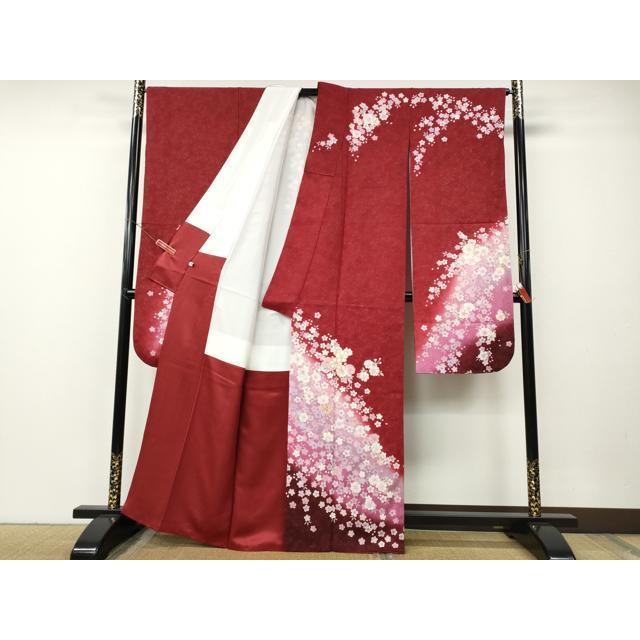 平和屋着物●豪華振袖　駒刺繍　舞桜文　暈し染め　金通し地　正絹　逸品　CABE7116ut
