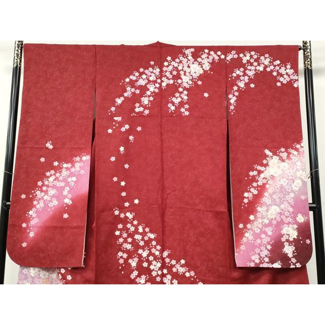 平和屋着物●豪華振袖　駒刺繍　舞桜文　暈し染め　金通し地　正絹　逸品　CABE7116ut