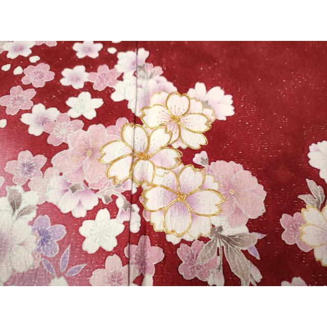 平和屋着物●豪華振袖　駒刺繍　舞桜文　暈し染め　金通し地　正絹　逸品　CABE7116ut