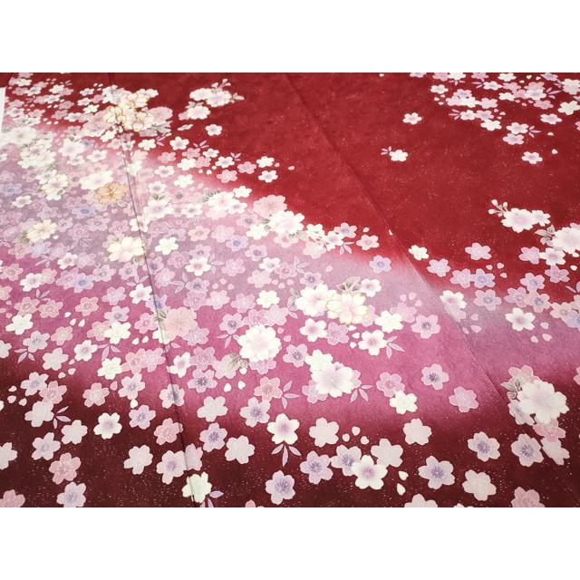 平和屋着物●豪華振袖　駒刺繍　舞桜文　暈し染め　金通し地　正絹　逸品　CABE7116ut