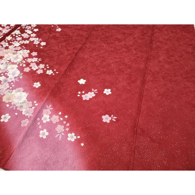 平和屋着物●豪華振袖　駒刺繍　舞桜文　暈し染め　金通し地　正絹　逸品　CABE7116ut