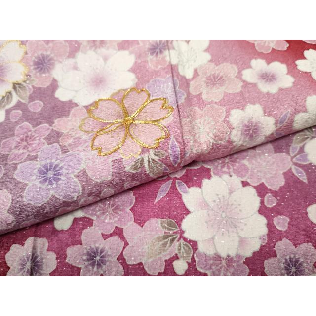 平和屋着物●豪華振袖　駒刺繍　舞桜文　暈し染め　金通し地　正絹　逸品　CABE7116ut