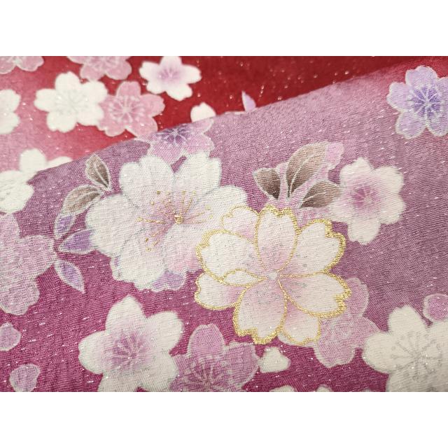 平和屋着物●豪華振袖　駒刺繍　舞桜文　暈し染め　金通し地　正絹　逸品　CABE7116ut