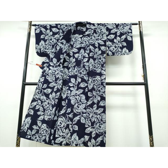 平和屋着物∴夏物　浴衣　藍　注染　手染め　手縫い　舞蝶文　日本製　綿　逸品　未使用　CABE8924ng 平和屋着物∴夏物 浴衣 藍 注染 手染め 手縫い 舞蝶文 日本製 綿 逸品