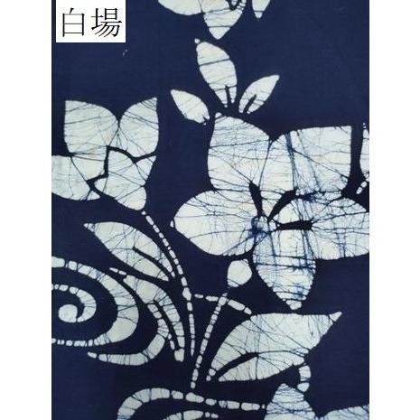平和屋着物∴夏物 浴衣 藍 注染 手染め 手縫い 桔梗 流水文 日本製 綿