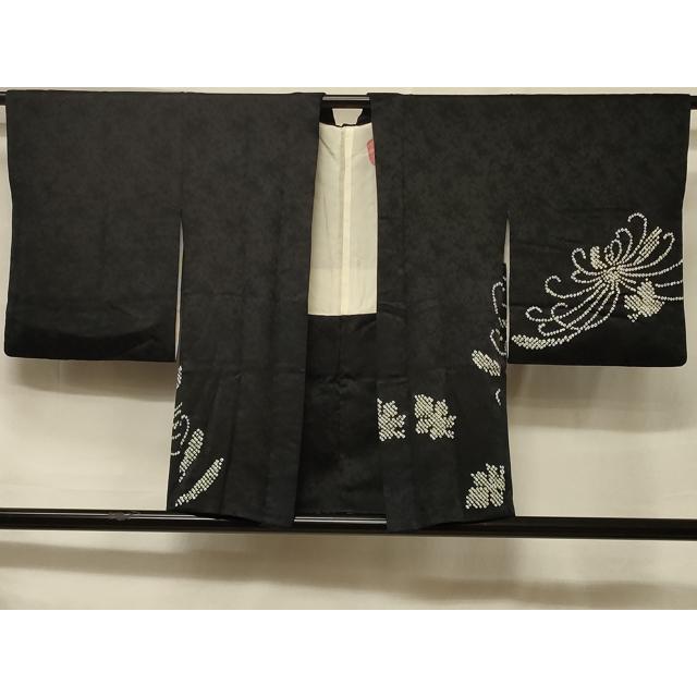 平和屋着物＃羽織　総絞り　乱菊　黒地　正絹　逸品　CABF1313in_1