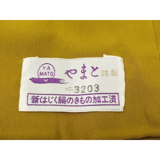 平和屋着物●上質な色無地　霞地紋　山吹茶色　十二単風　やまと誂製　正絹　逸品　未使用　CABF3382ut