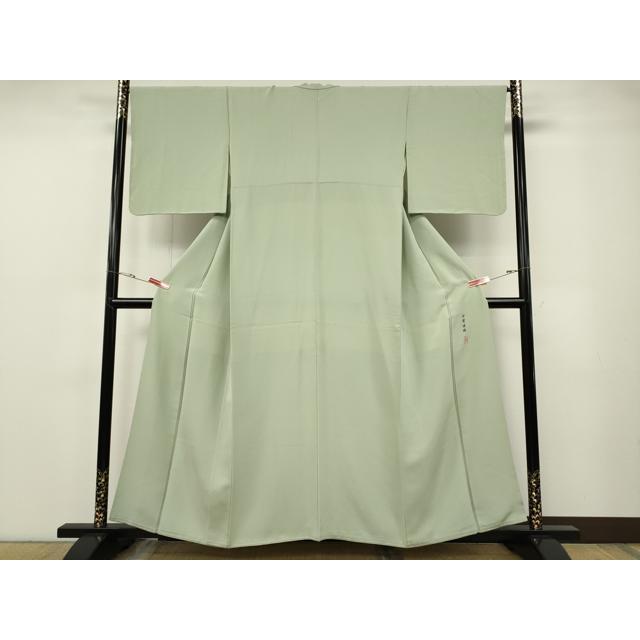 平和屋着物●京加賀友禅　百貫達雄監修　色無地　白緑色　やまと誂製　正絹　逸品　CABF3391ut