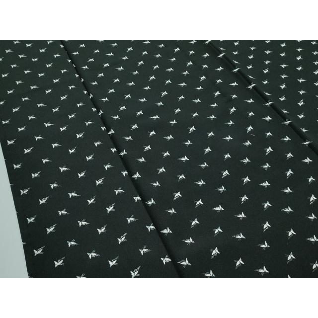 平和屋着物▽小紋　単衣　舞蝶文　黒地　洗える着物　CABF4449rv_2