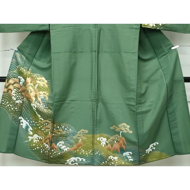 平和屋着物▽男性 訪問着 単衣 浜松文 金彩 洗える着物 CABF4482rv