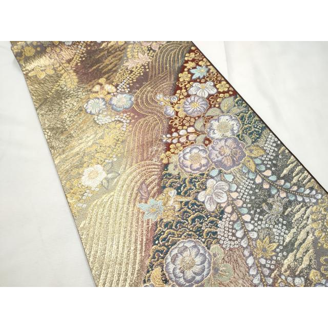 平和屋本店▼六通柄袋帯　猿蟹合戦　辻が花　本金箔　やまと誂製　正絹　24ｋ　逸品　CABF5509hy