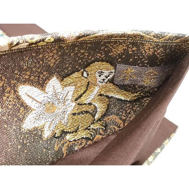 平和屋本店▼六通柄袋帯　猿蟹合戦　辻が花　本金箔　やまと誂製　正絹　24ｋ　逸品　CABF5509hy