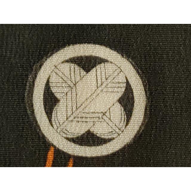 平和屋本店●アンティーク　大正ロマン　振袖　駒刺繍　檜扇御所車花文　暈し染め　黒地　金糸　正絹　逸品　CABG0157yc_7