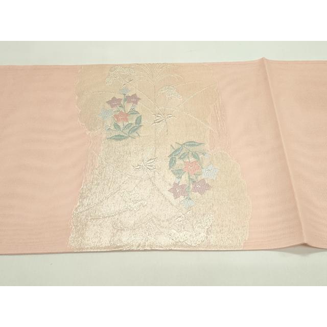 平和屋着物＊夏物　太鼓柄袋帯　唐織　秋草文　金銀糸　正絹　逸品　CABG7418rv_5