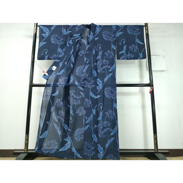 平和屋着物∴夏物 浴衣 コシノジュンコ JUNKO KOSHINO 綿紅梅 草花文