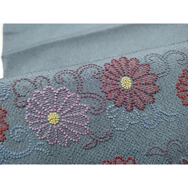 【未使用品】袋帯　超細かな相良刺繍　お太鼓柄　ベージュ 平和屋着物○中国三大刺繍 総相良刺繍 太鼓柄袋帯 伊と幸 菊唐草文 鬼