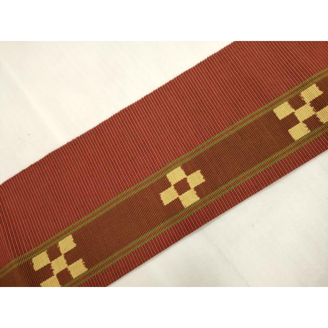 平和屋着物○沖縄県伝統工芸品 八重山ミンサー 手織り 八寸名古屋帯