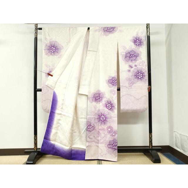 振袖 絞り 正絹 花柄 紫 白 暈し染め 成人式 振袖 絞り 正絹 花柄 紫 白 暈し染め 成人式 成人式振袖[絞り染め]白に