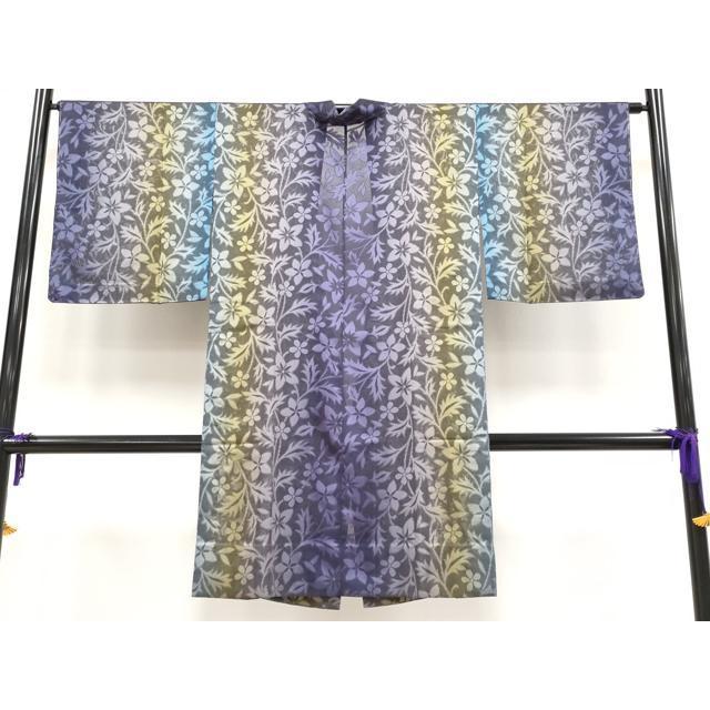 平和屋着物■極上　道中着　スリーシーズン 春夏秋 塵除け ロング丈　紋紗　洋花文　暈し染め　さが美扱い　反端付き　逸品　DZAA7578kh5 平和屋本店□極上 道中着 スリーシーズン 春夏秋 塵除け ロング丈 草花
