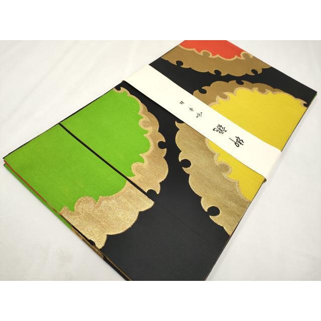 平和屋本店■極上　三風魯・堀江三郎　六通柄　本袋帯　唐織　雪輪重ね文　黒地　金糸　逸品　未使用　CYAA1911s5 平和屋本店□極上 三風魯・堀江三郎 六通柄 本袋帯 唐織