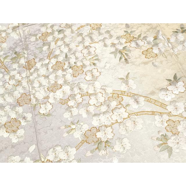 平和屋本店□最高級 訪問着 総刺繍 駒刺繍 枝桜文 暈し染め 金糸 桜鼠