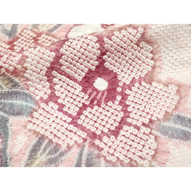 【逸品】藤娘きぬたや　総絞り　振袖　橙色　裄64 長襦袢　刺繍半襟(さんび)付き 平和屋本店□極上 名門 藤娘きぬたや・総絞り 振袖 枝椿 逸品
