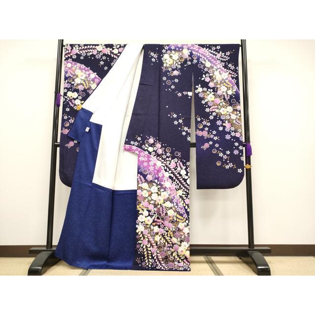 平和屋本店■極上　越後十日町の一流染匠 桐屋・翠山工房 正峰 振袖 辻が花 暈し染 銀通し地 京都きもの友禅扱い 深紫色　逸品　CYAA2318s5 平和屋本店□極上 越後十日町の一流染匠 桐屋・翠山工房 正峰 振袖