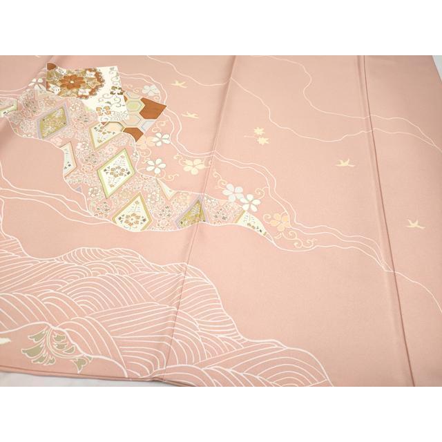 平和屋本店■極上　創業460年・千總　訪問着　駒刺繍　正倉院道長花唐草文　金彩　ときがら茶色地　逸品　CYAA2365s5