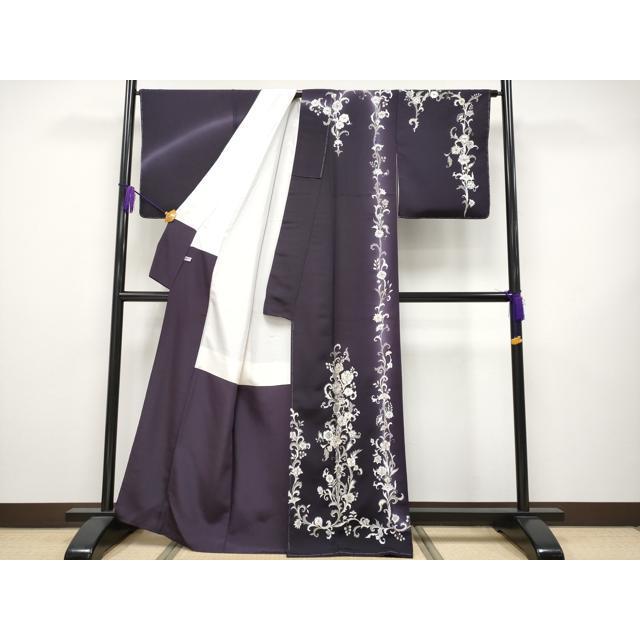 平和屋本店■極上　訪問着　総刺繍　更紗花唐草文　暈し染め　金糸　健勝苑扱い　黒紅色　逸品　未使用　CYAA2369s5 平和屋本店□極上 訪問着 総刺繍 更紗花唐草文 暈し染め 金糸 健勝苑