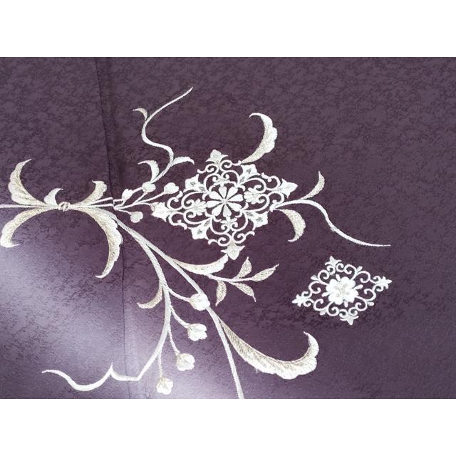 平和屋本店■極上　訪問着・長襦袢セット　総刺繍　花唐草菱文　暈し染め　銀糸　似せ紫色地　逸品　CYAA2796s5 平和屋本店□極上 訪問着・長襦袢セット 総刺繍 花唐草菱文 暈し染め
