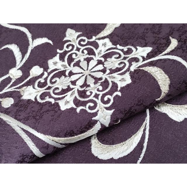 平和屋本店■極上　訪問着・長襦袢セット　総刺繍　花唐草菱文　暈し染め　銀糸　似せ紫色地　逸品　CYAA2796s5 平和屋本店□極上 訪問着・長襦袢セット 総刺繍 花唐草菱文 暈し染め