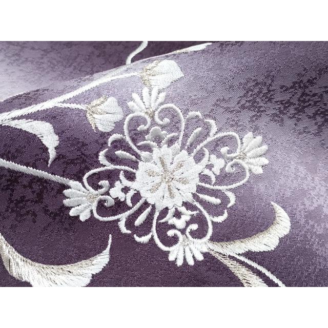 平和屋本店■極上　訪問着・長襦袢セット　総刺繍　花唐草菱文　暈し染め　銀糸　似せ紫色地　逸品　CYAA2796s5 平和屋本店□極上 訪問着・長襦袢セット 総刺繍 花唐草菱文 暈し染め